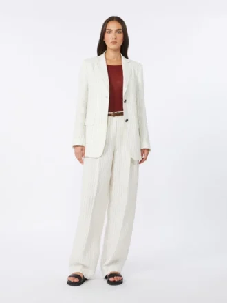 Blazer de lino a rayas, color natural
