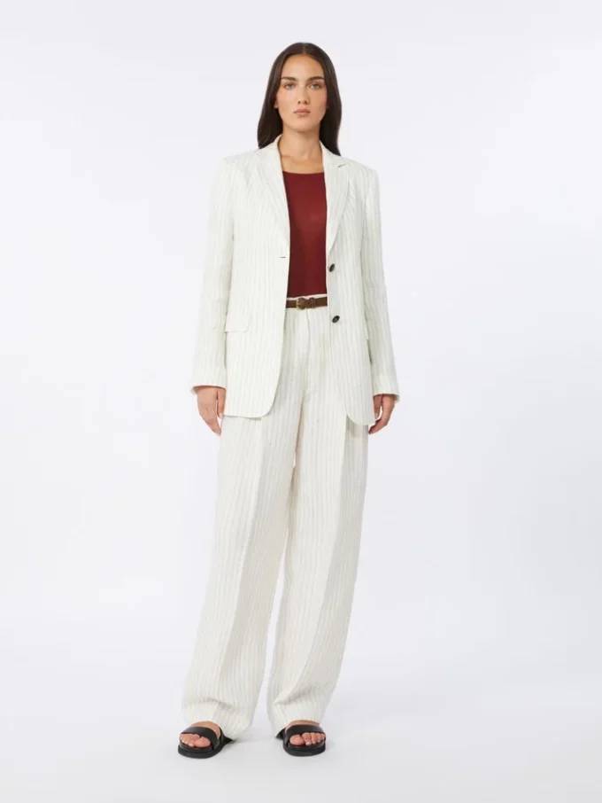 Blazer de lino a rayas, color natural Blazer de lino a rayas, color natural