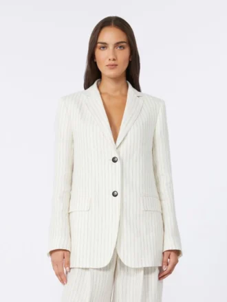 Blazer de lino a rayas, color natural
