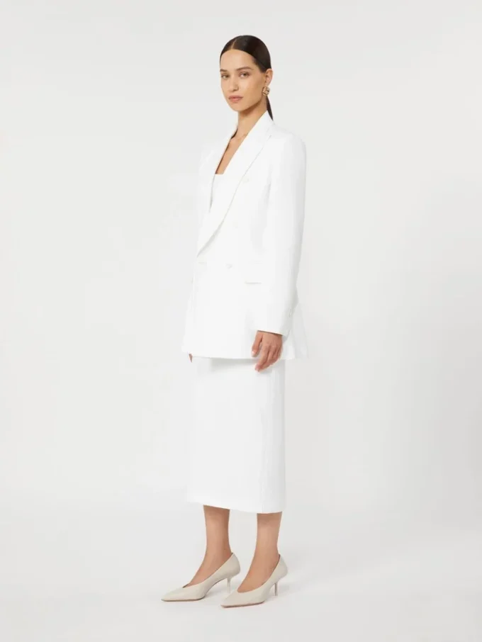 Falda lápiz de jersey técnico, blanco óptico Falda lápiz de jersey técnico, blanco óptico