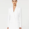 Blazer de lona de crepé de algodón, blanco óptico Blazer de lona de crepé de algodón, blanco óptico