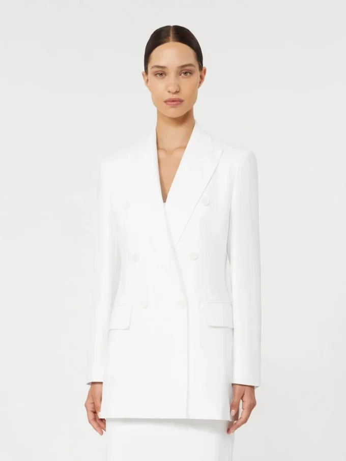 Blazer de lona de crepé de algodón, blanco óptico Blazer de lona de crepé de algodón, blanco óptico