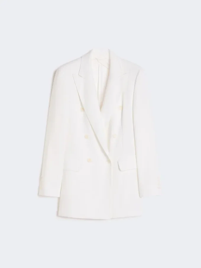Blazer de lona de crepé de algodón, blanco óptico Blazer de lona de crepé de algodón, blanco óptico