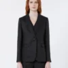 Blazer de lona de lino, negro Blazer de lona de lino, negro