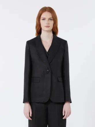 Blazer de lona de lino, negro