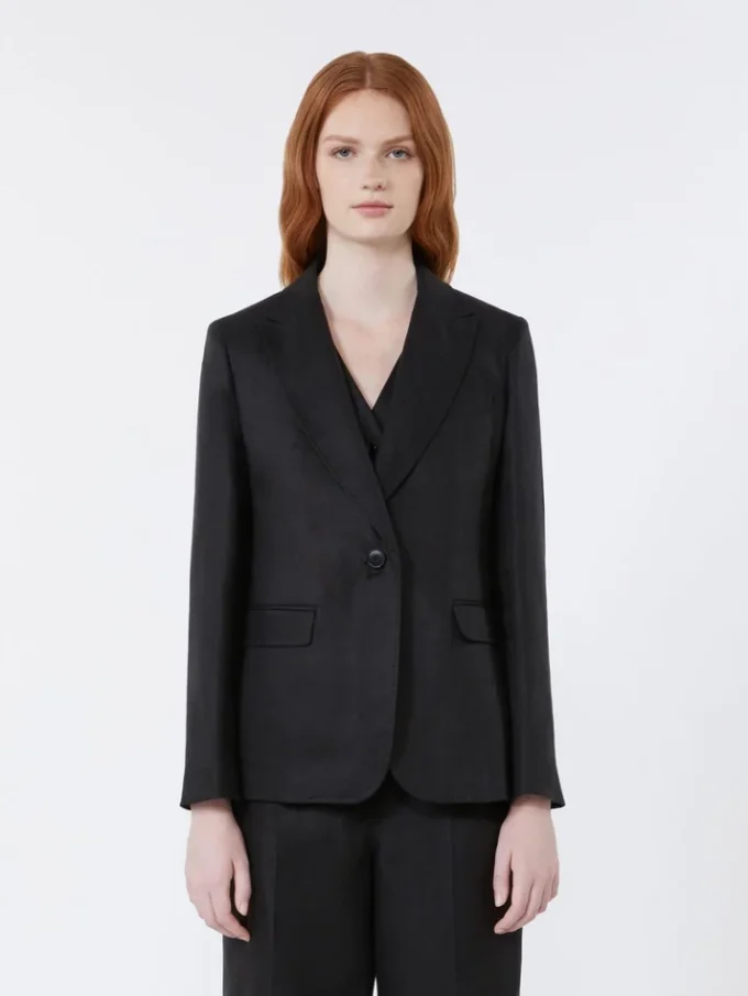 Blazer de lona de lino, negro Blazer de lona de lino, negro