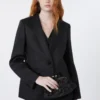 Blazer de lona de lino, negro Blazer de lona de lino, negro