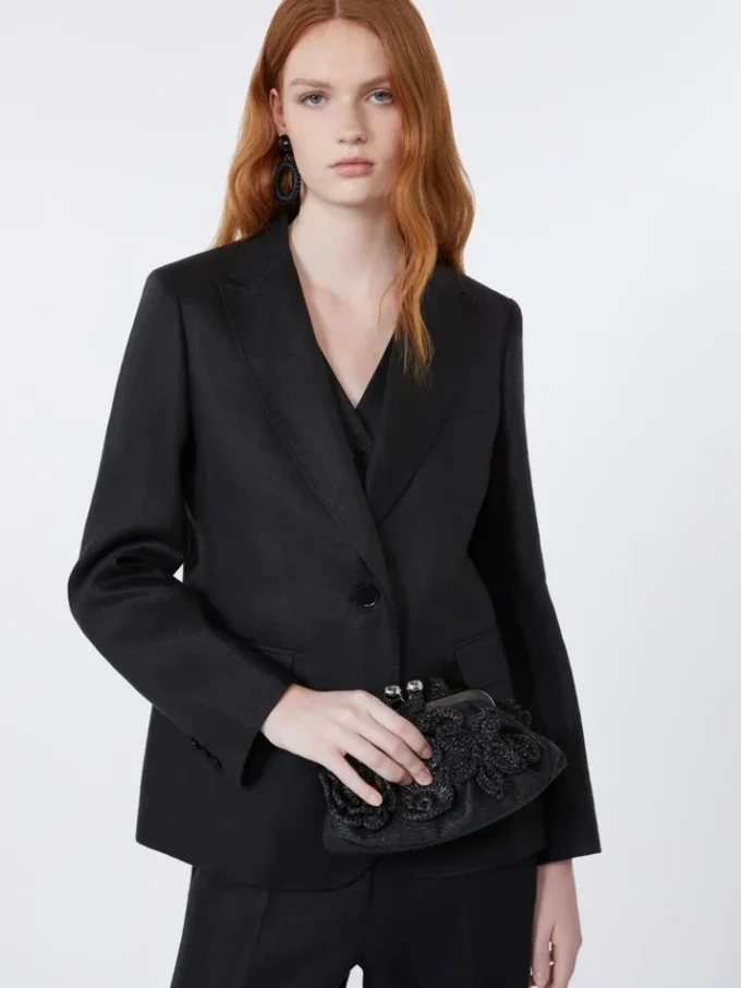 Blazer de lona de lino, negro Blazer de lona de lino, negro