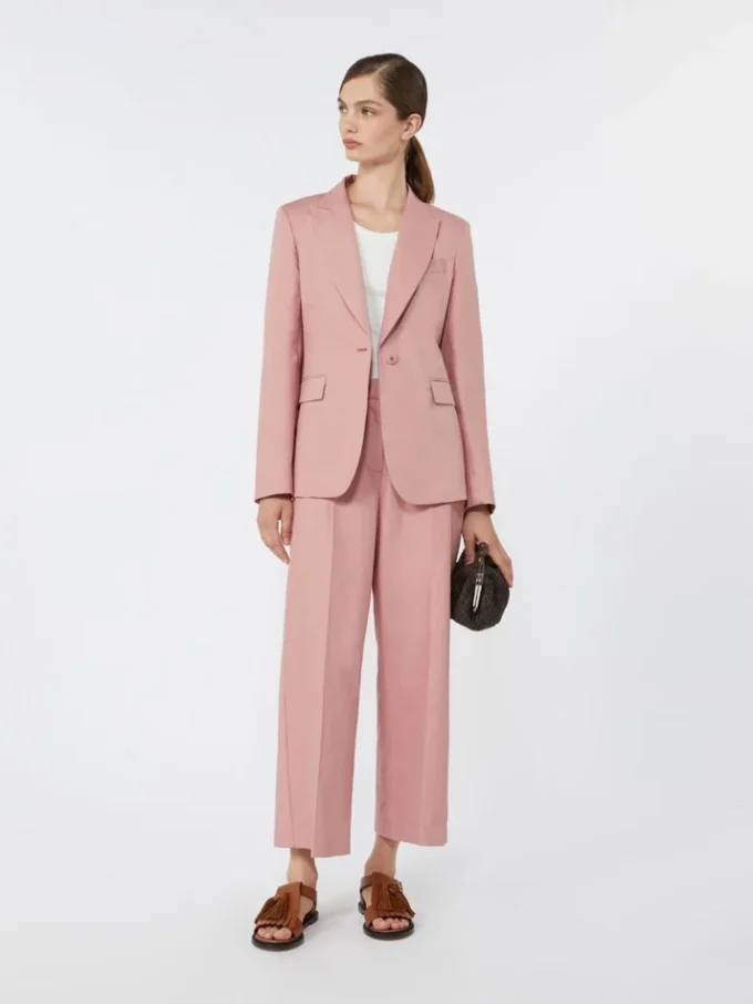 Blazer de lona de lino y algodón, rosa antiguo Blazer de lona de lino y algodón, rosa antiguo