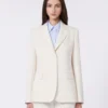 Blazer de lona de mezcla de viscosa, color marfil