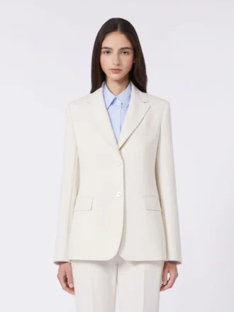 Blazer de lona de mezcla de viscosa, color marfil
