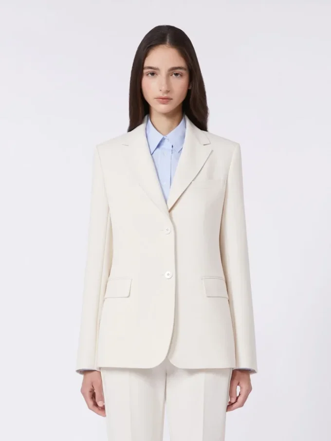 Blazer de lona de mezcla de viscosa, color marfil