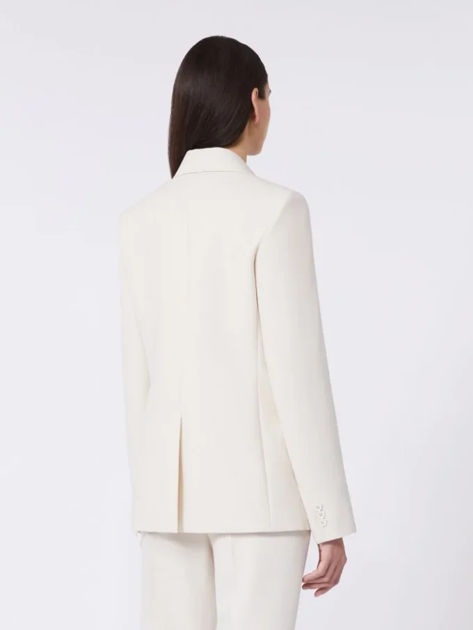 Blazer de lona de mezcla de viscosa, color marfil