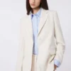 Blazer de lona de mezcla de viscosa, color marfil