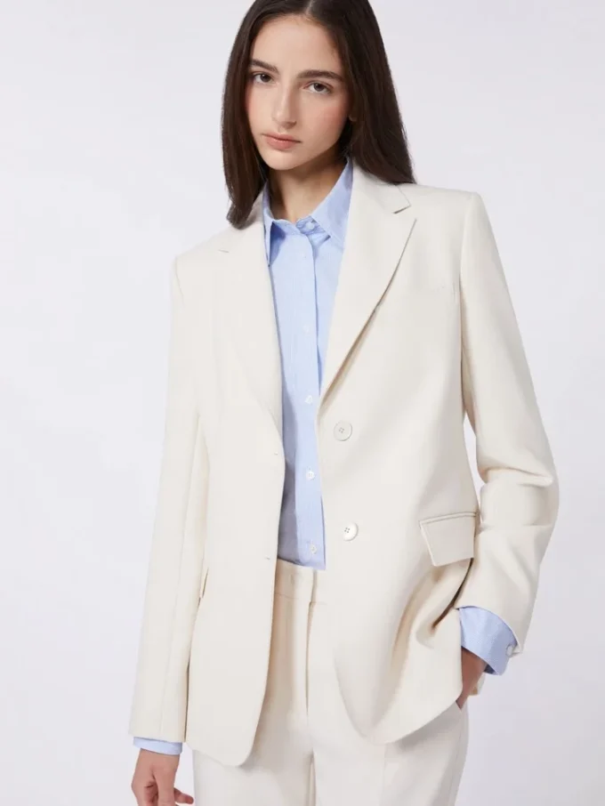 Blazer de lona de mezcla de viscosa, color marfil