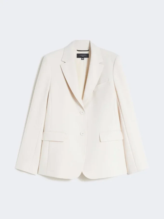 Blazer de lona de mezcla de viscosa, color marfil