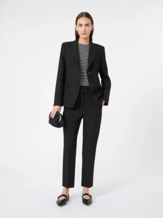 Blazer de lona de mezcla de viscosa, negro