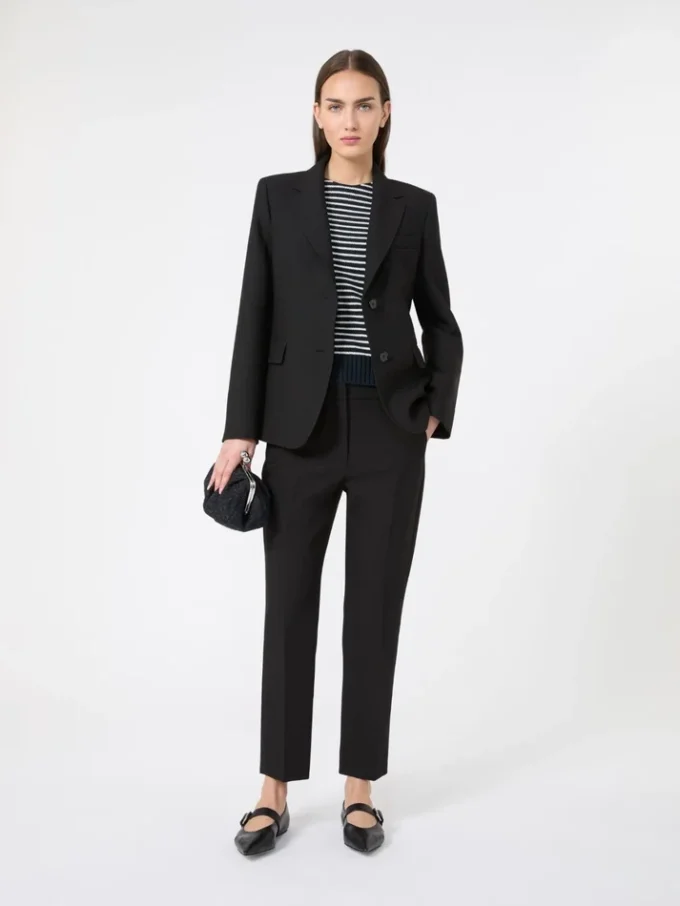 Blazer de lona de mezcla de viscosa, negro Blazer de lona de mezcla de viscosa, negro