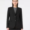 Blazer de lona de mezcla de viscosa, negro Blazer de lona de mezcla de viscosa, negro