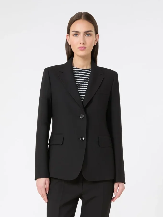 Blazer de lona de mezcla de viscosa, negro Blazer de lona de mezcla de viscosa, negro