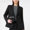 Blazer de lona de mezcla de viscosa, negro Blazer de lona de mezcla de viscosa, negro