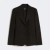 Blazer de lona de mezcla de viscosa, negro Blazer de lona de mezcla de viscosa, negro