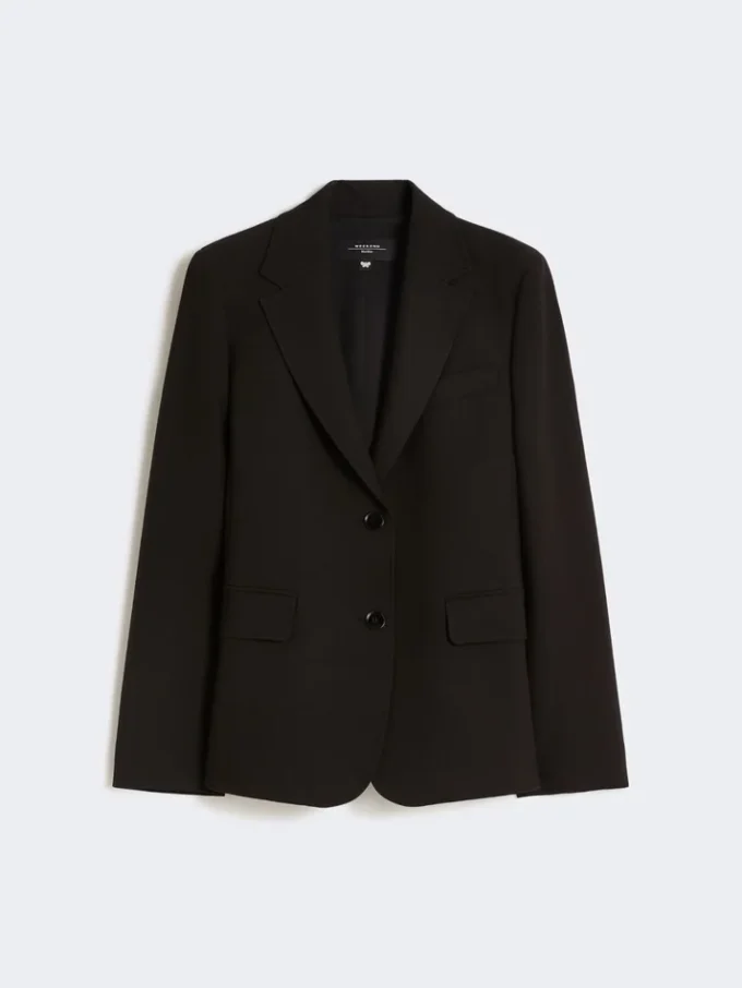 Blazer de lona de mezcla de viscosa, negro Blazer de lona de mezcla de viscosa, negro