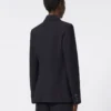Blazer de mezcla de lana con efecto seersucker, azul ultramar