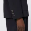 Blazer de mezcla de lana con efecto seersucker, azul ultramar
