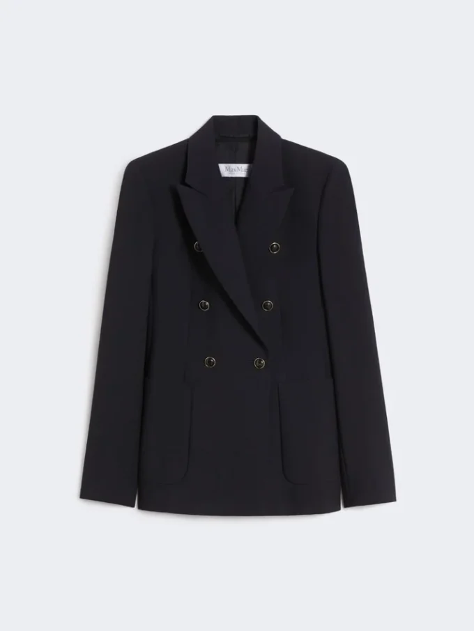 Blazer de mezcla de lana con efecto seersucker, azul ultramar