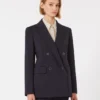 Blazer de punto Milano de doble botonadura, azul marino