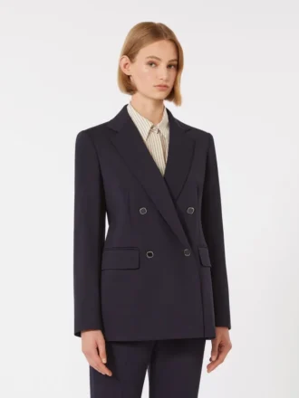 Blazer de punto Milano de doble botonadura, azul marino