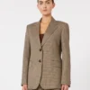 Blazer de sarga de lana estampada, color caramelo