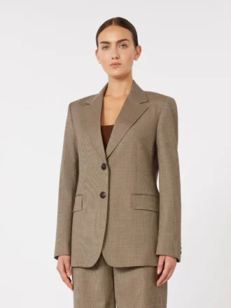 Blazer de sarga de lana estampada, color caramelo Blazer de sarga de lana estampada, color caramelo