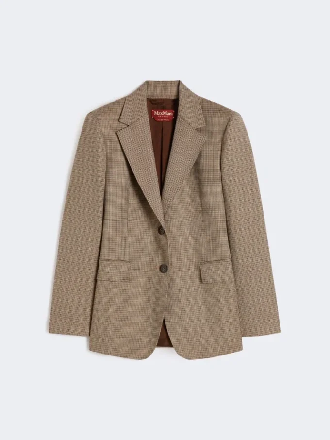Blazer de sarga de lana estampada, color caramelo