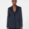 Blazer de satén reverso, azul medianoche