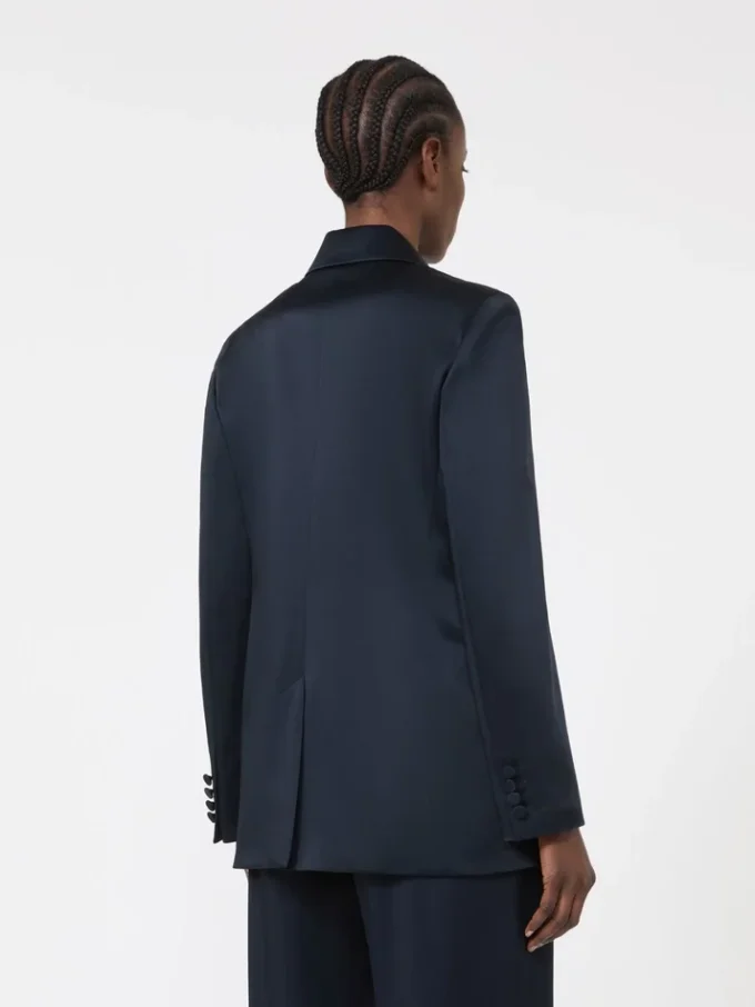 Blazer de satén reverso, azul medianoche