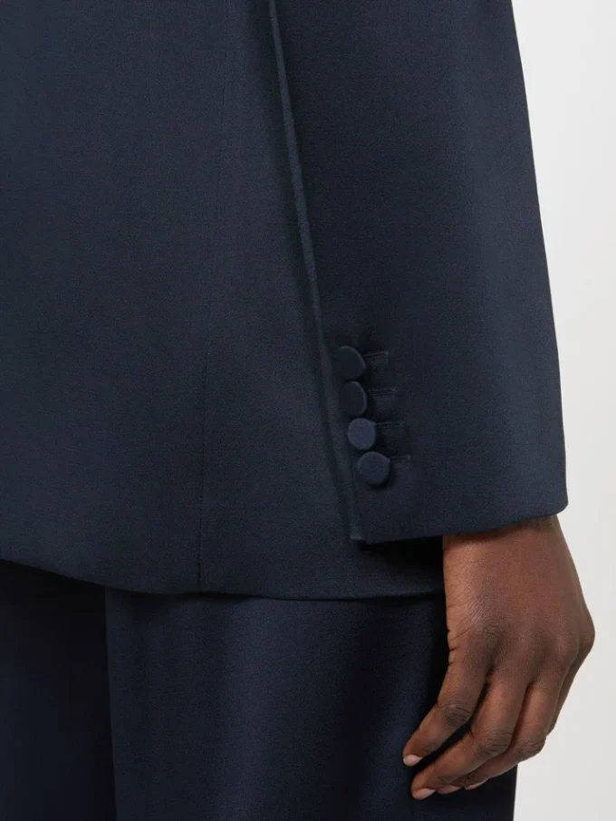 Blazer de satén reverso, azul medianoche