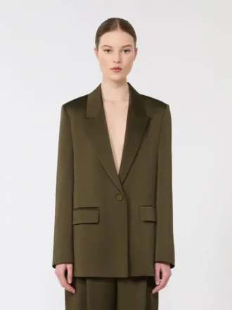 Blazer de satén reverso, verde musgo Blazer de satén reverso, verde musgo