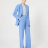 Blazer entallado de crepé de lana, azul claro