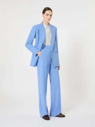 Blazer entallado de crepé de lana, azul claro Blazer entallado de crepé de lana, azul claro