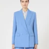 Blazer entallado de crepé de lana, azul claro