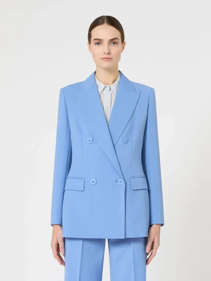 Blazer entallado de crepé de lana, azul claro