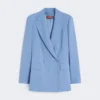 Blazer entallado de crepé de lana, azul claro