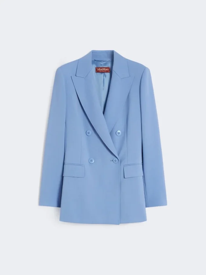 Blazer entallado de crepé de lana, azul claro