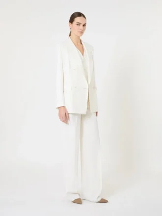 Blazer entallado de crepé de lana, blanco Blazer entallado de crepé de lana, blanco