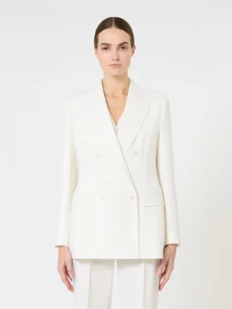 Blazer entallado de crepé de lana, blanco Blazer entallado de crepé de lana, blanco