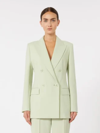 Blazer entallado de crepé de lana, verde Blazer entallado de crepé de lana, verde