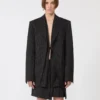 Blazer entallado de gabardina a rayas, negro Blazer entallado de gabardina a rayas, negro