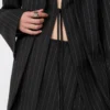 Blazer entallado de gabardina a rayas, negro Blazer entallado de gabardina a rayas, negro